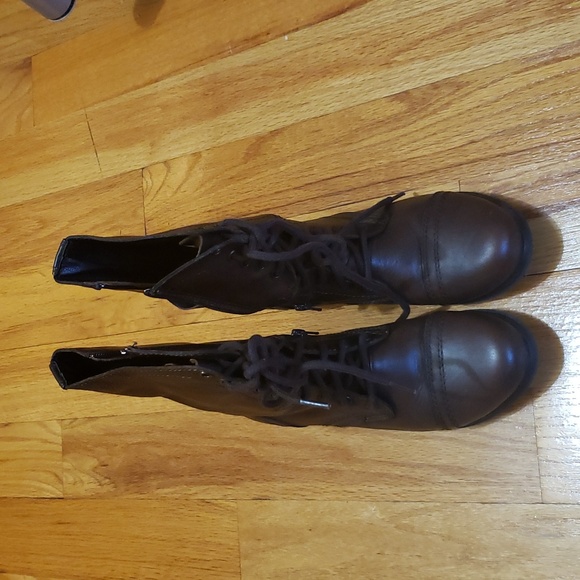 STEVE MADDEN COMBAT BOOTS BROWN 8.5 - Picture 1 of 6